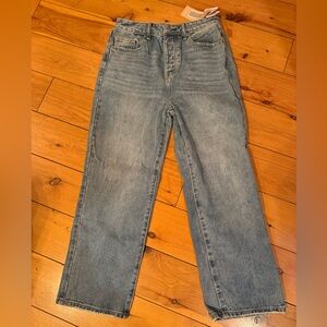 JustFab Womens Cropped Straight Leg Blue Jeans Sz 28